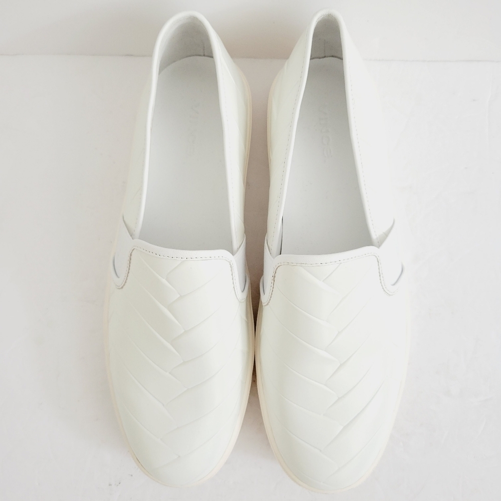 VINCE White Woven Leather Slip On Sneakers Loafer Size 9.5 - Picture 5 of 8